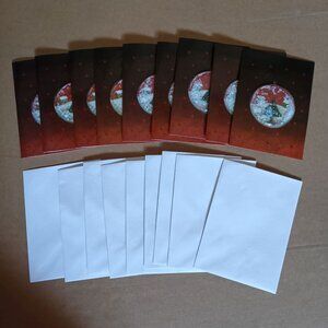 9 handmade Christmas cards with envelopes in box